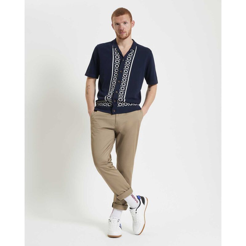 Ben Sherman Floral Border Resort Knitted Short Sleeve Shirt image number 3